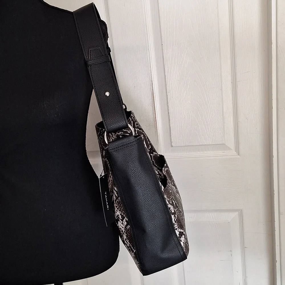 Tahari Bucket Handbag Women’s Vegan Leather Shoulder Bag New NWT Nolita Snake